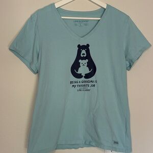 Life Is Good Light Blue Women's Grandma V-Neck Tee Large